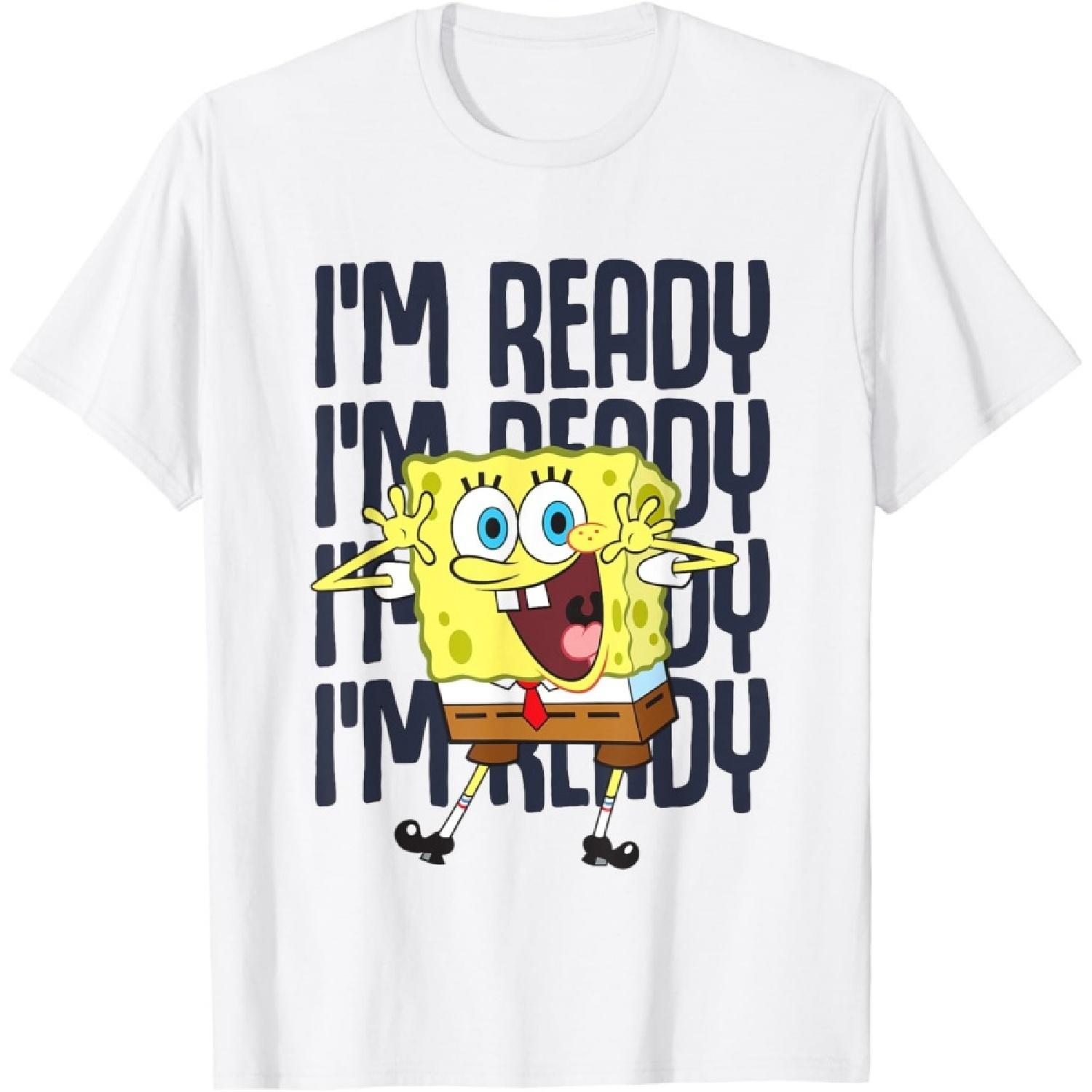 Губка Боб Квадратные Штаны Я Готов Я Готов Штаны с Наложенным Текстом S белый