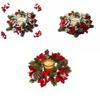 Flower Artificial Wreath Candle Rings Red Berry Pillar Candlestick Wreath Candle Holder  Party