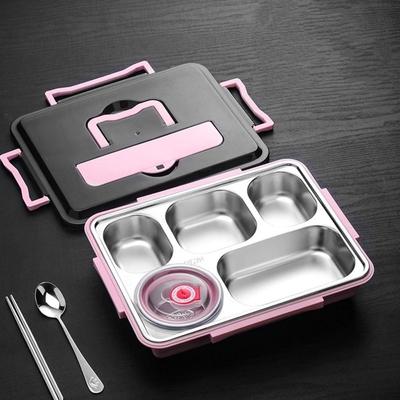 Leakproof Stainless Steel Lunch Box Multi-Grid Microwavable Insulated Lunch Box with Cutlery Food Grade Food Container