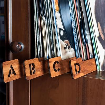 26Pcs Vinyl Record Dividers Alphabetical A-Z Wooden Record Storage Dividers Horizontal Vertical Record Holder Organizer Guides