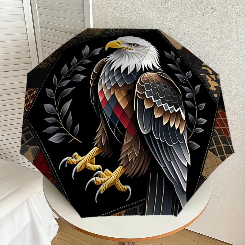 1PC Eagle Leaf Automatic Open/Close Umbrella with Windproof, 8-Rib Sturdy Canopy, Durable Ribs, Fashionable Design, Outdoor Accessory, Fun Prin, Holid