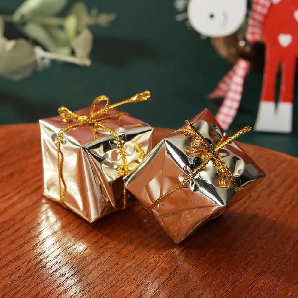 12Pcs Durable 3cm Checkered Gift Box Ornaments Multi Color Multipurpose Xmas Tree Hanging Pendant Reusable Christmas Decorations