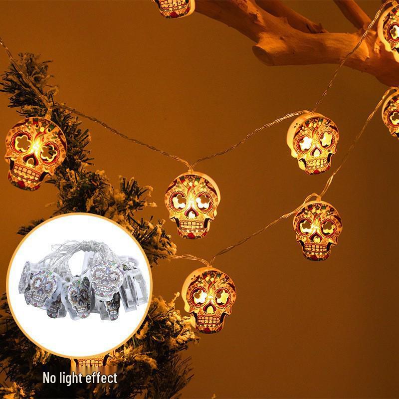 LED Halloween String Lights - Pumpkin, Ghost & Skeleton Waterproof USB/Battery Decorative Lights