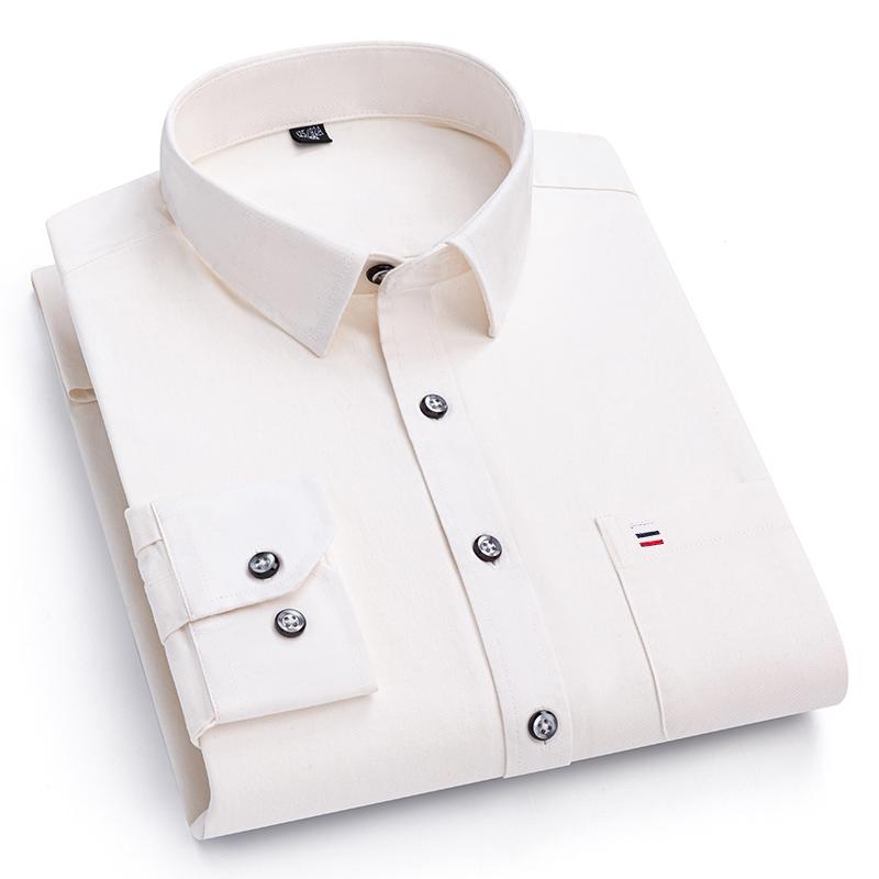 

Рубашки мужские повседневные из чистого хлопка с логотипом, с длинным рукавом, весна-осень, однотонные, деловые, мужские рубашки, не требующие глажки 47