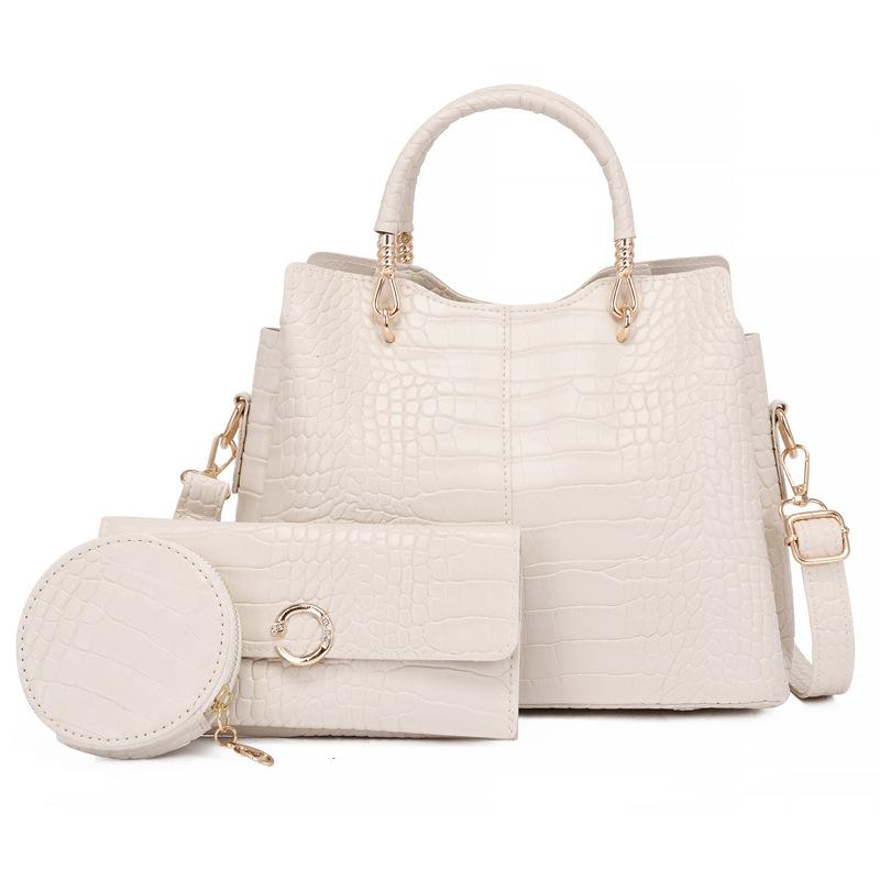 New crocodile pattern women's bag retro handbag mother and child bag splicing shoulder messenger bag premium round wallet