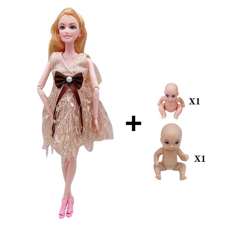 11.5 Inches Pregnant Doll Mom Have 2Pcs Baby In Her Tummy with 1Pc Clothes Educational Dolls Girl Toy for Girl Gift