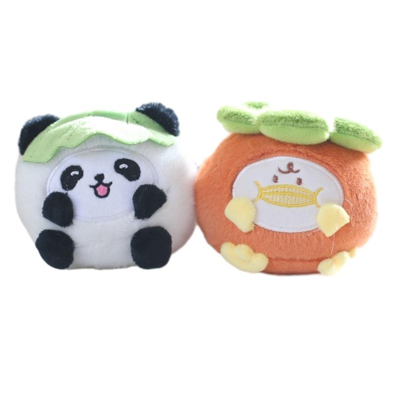 Niedlicher Panda Plüschtier Schlüsselanhänger Kurzplüsch 11cm Höhe Panda und Kaki Design