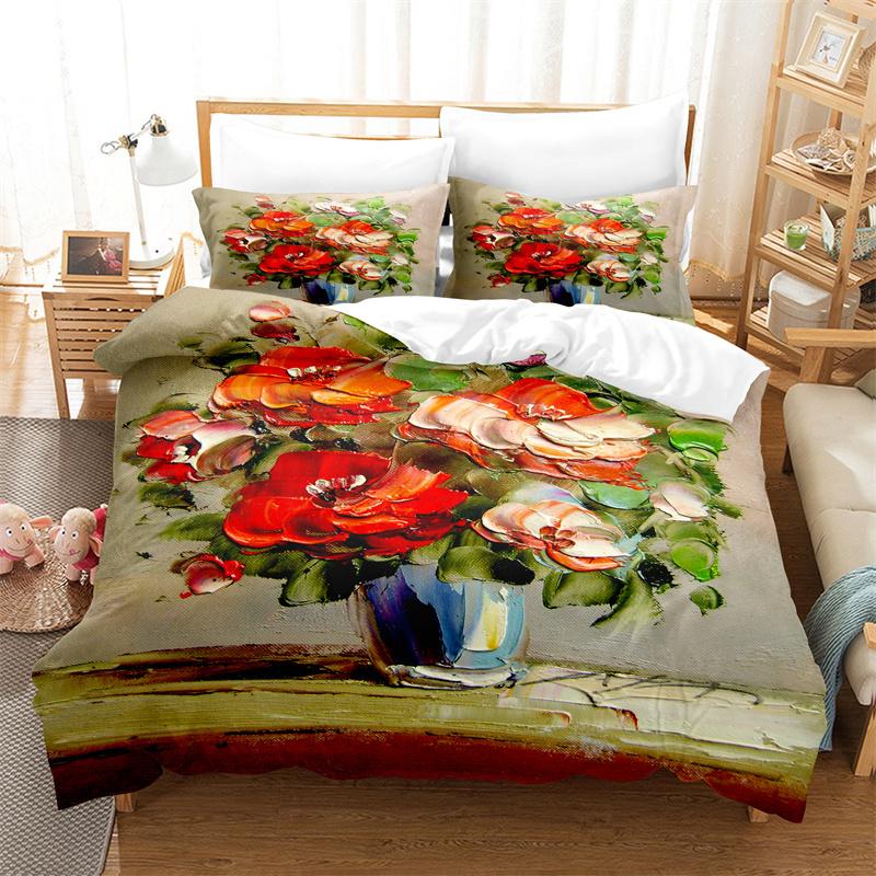 Beautiful Flowers Bedding Duvet Cover Fashion Bedding Set King Quilt Cover Bed Set Girls Boys Bedding Duvet Cover Set Bedding