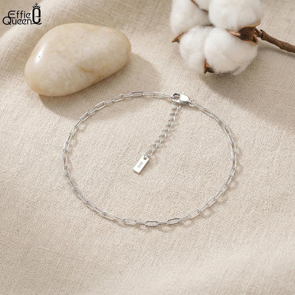 Effie Queen Simple Paperclip Chain Anklets For Women Adjustable Ankle Bracelet Fashion Foot Chain Summer Beach Jewelry Gift SA22