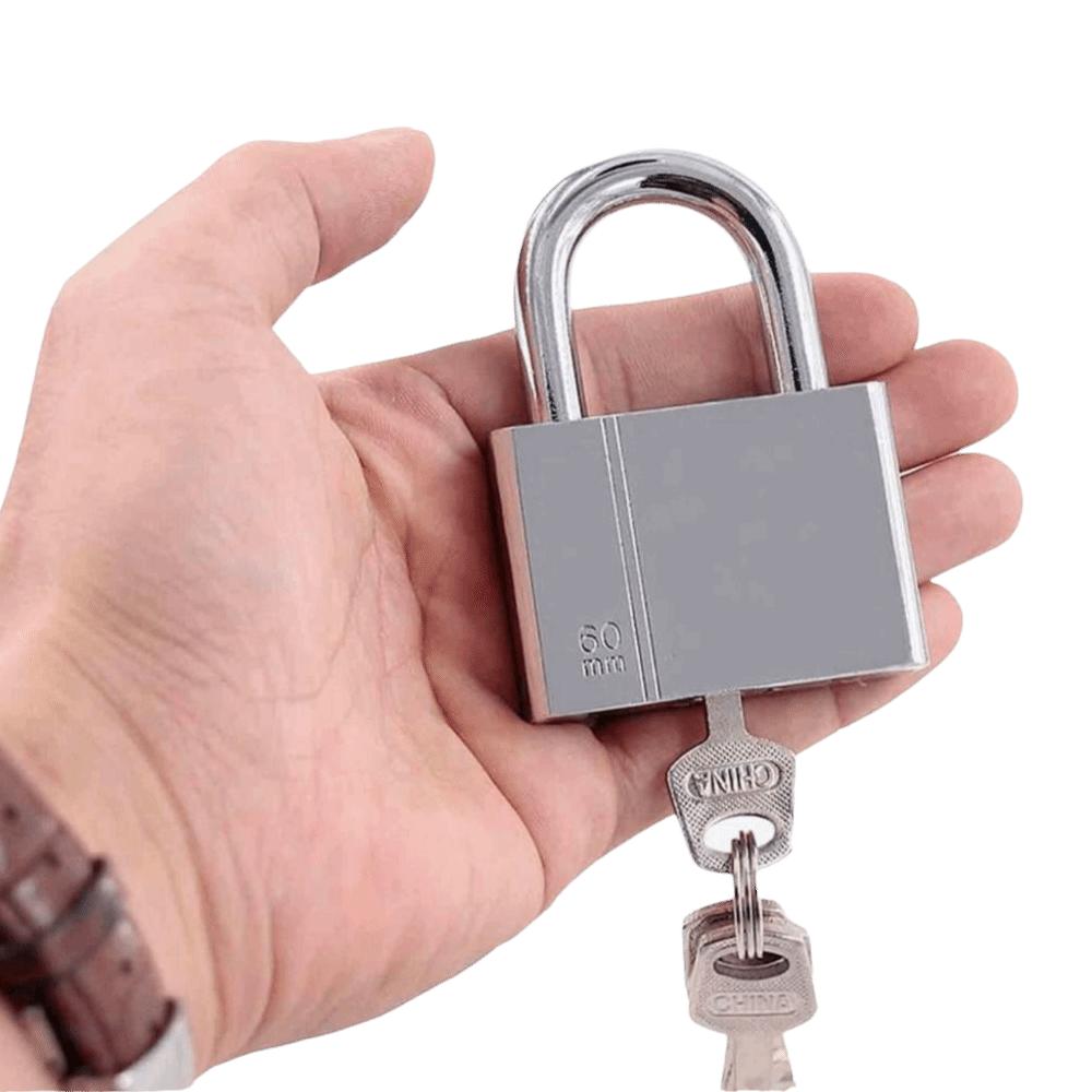 304 Stainless Steel Door Lock Padlock with 4 Keys Silver Antirust Street Lock Anti-theft Heavy Duty Anti-pick Locks