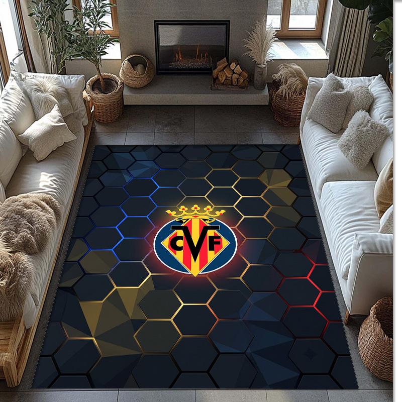 Villarreal FC Soccer Football Pattern Soft Area Rug Non Slip Indoor Floor Carpet Sports Decor Mat for Bedroom