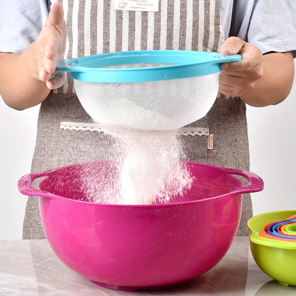 10pcs Rainbow DIY Baking Ten piece Set of Measuring Cups and Spoons, Multifunctional Mixing Bowl, Kitchen Supplies Rice Sieve Salad Plate, Stackable