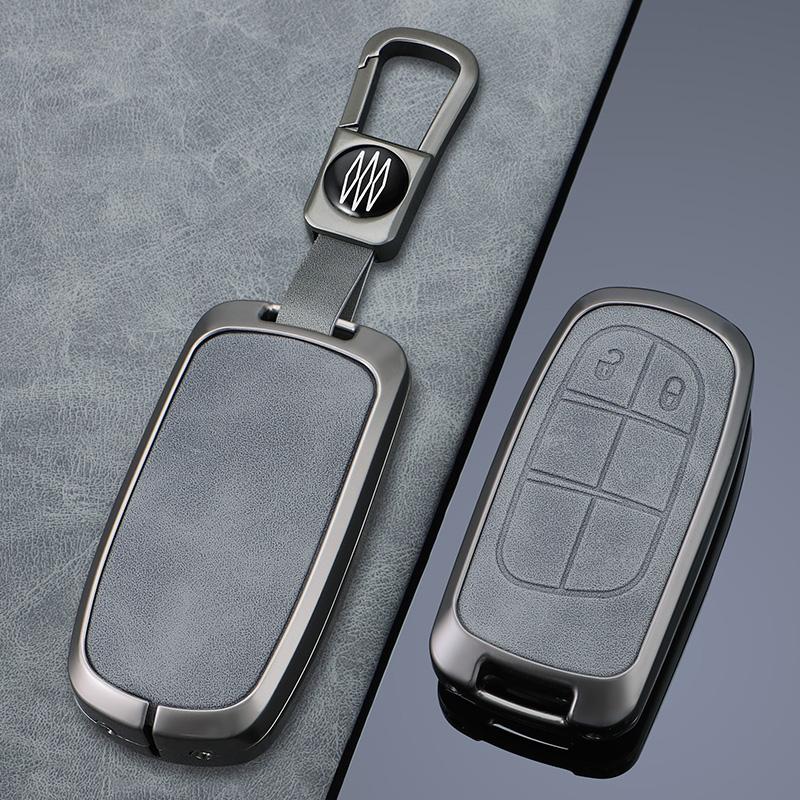 Metal + Leather Car Key Cover Case Fob For Jeep Renegade Compass Grand Cherokee For Chrysler 300C Wrangler Dodge Car Accessaries
