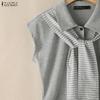 ZANZEA Women Sleeveless Blouse and Long Pants Casual Two Piece Suit Set