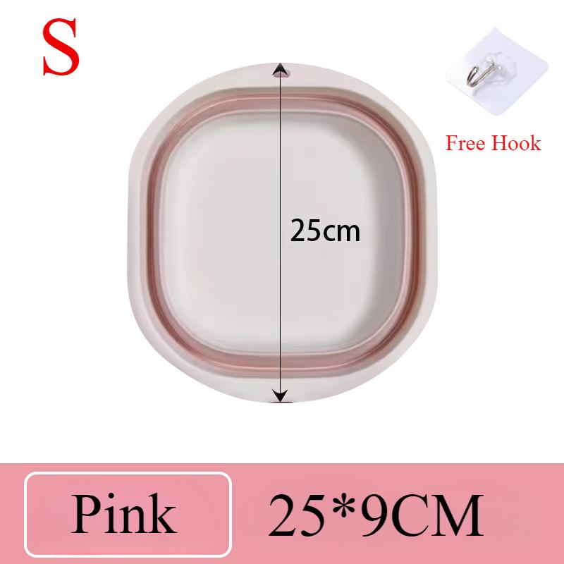 Silicone Foldable Wash Basin with Hook Travel Portable Basin Collapsible Bucket for Home Bathroom Washbowl Hanging Bath Basins