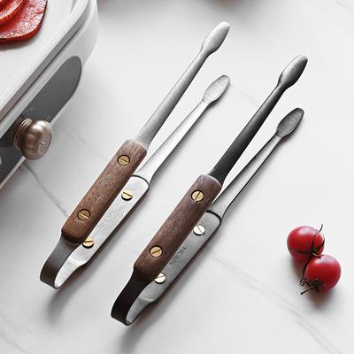 Japanese Style 304 Stainless Steel, Walnut Wood, Stainless Steel, Food Heat-resistant Clip, Food Clip, Barbecue Clip, Outdoor Barbecue Clip