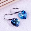 Women's Blue Heart Rhinestone Alloy Ear Hook Dangle Eardrop Earrings