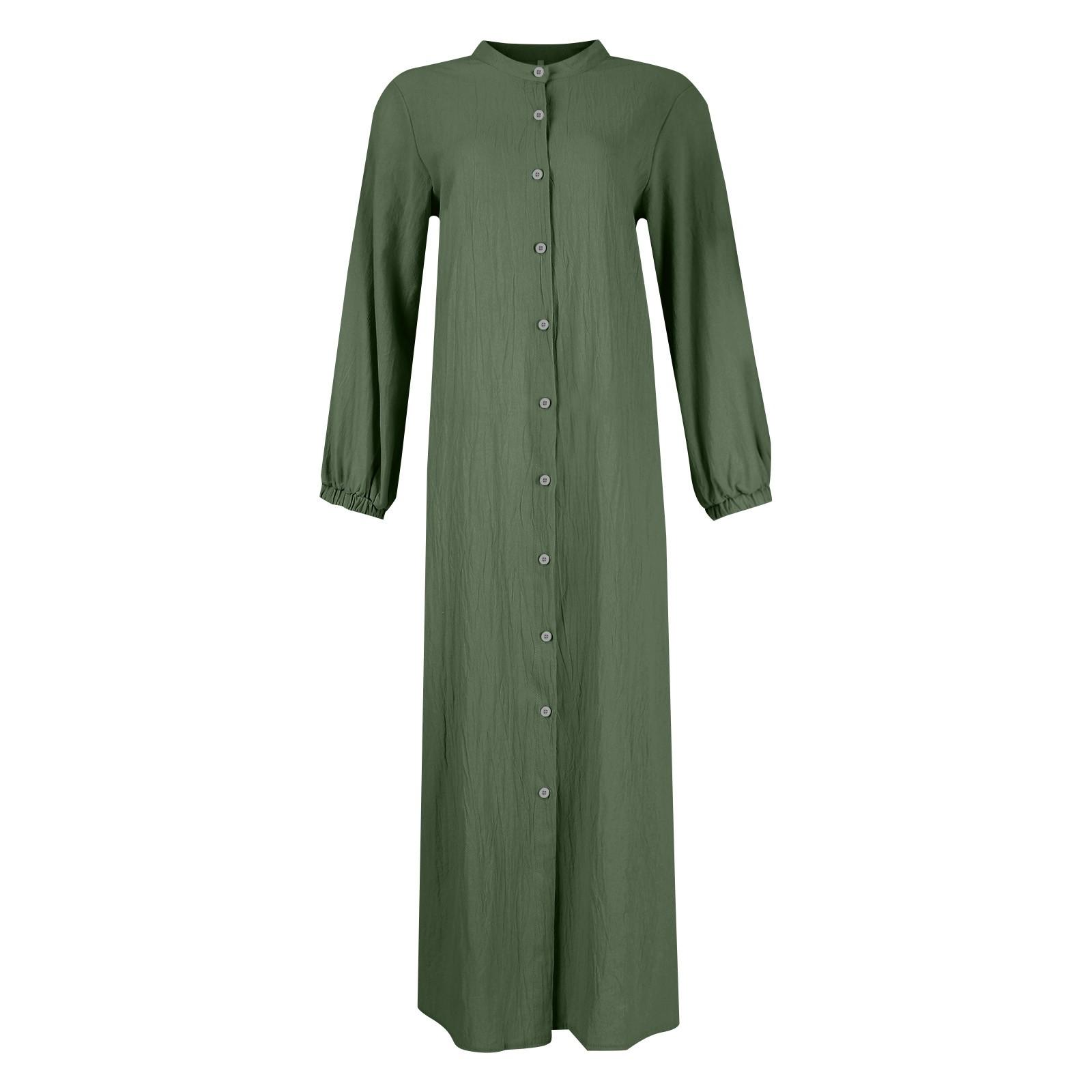 Женская мода сплошной цвет семь рукавов с разрезом повседневные свободные длинные платья — фото 6