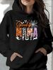 Women'S Polyester Hoodie Spooky Mama Halloween Design Comfortable Lightweight Black for Home Party Wear Casual Outfit Women'S Over