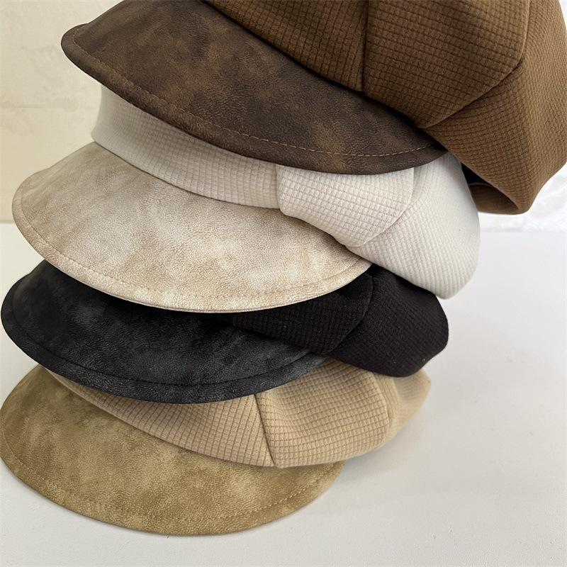 Cloud beret women's autumn and winter British retro star anise hat can be worn before and after the face small leather cap