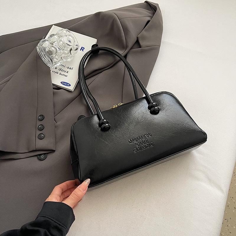 

Премиальная ретро кожа с масляной восковой пропиткой, модная новая сумка-бостон большого объема, портативная сумка-подмышка для поездок на работу, на плечо 29*8*14 чёрный