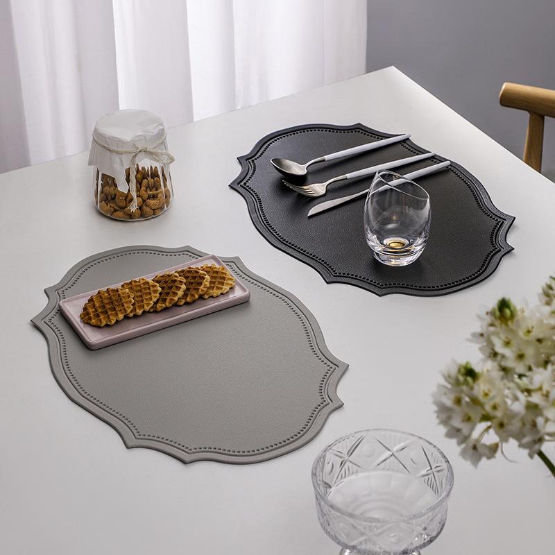 Retro European-Style Leather Placemat, Heat-Resistant, Waterproof & Oil-Proof Nordic Mat