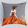 Nordic Orange Light Luxury Sofa Pillow Simple Cushion Core Orange Red Double-sided Geometric Cushion Orange Back Cover