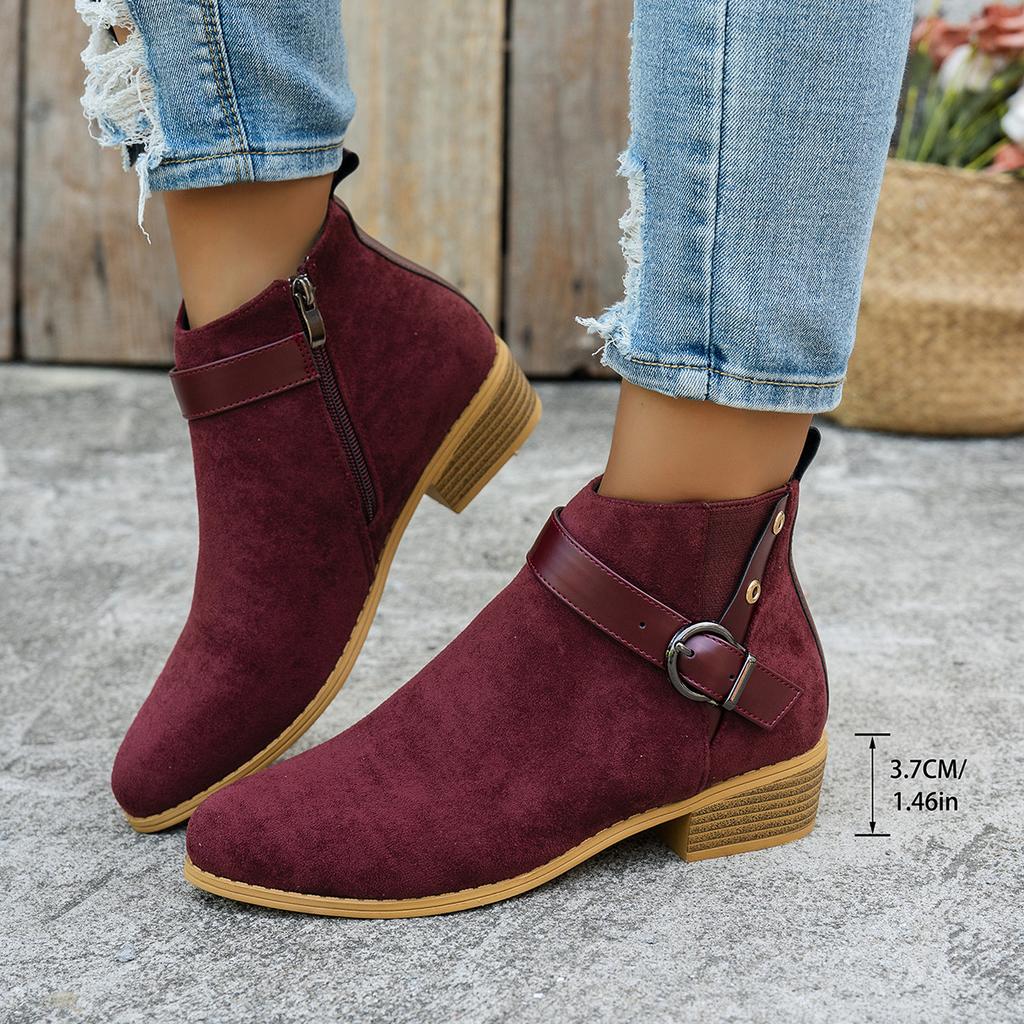 Foreign trade large size short Martin boots women's autumn and winter new pointed square heel rear zipper tassel and ankle boots