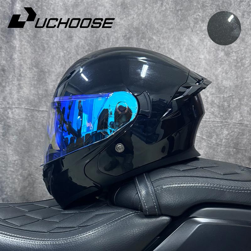 DOT Uchoose Approved Helmets Crash Motorbike Protective Gear Men Women Flip Up Helmet Motorcycle Visor Double Sun