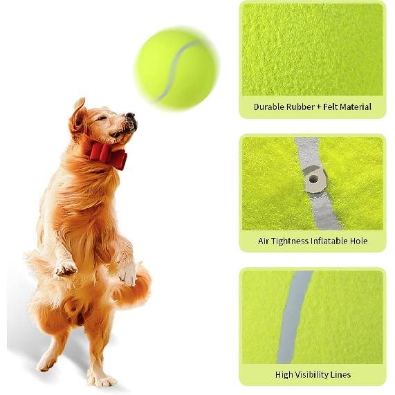 Susu & Wuwu Giant Tennis Ball for Dogs Yellow Big Tennis Ball for Dog Birthday Gift 9.5" Pet Toy Balls for Small/Medium/Large Dogs