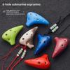 Mini 6 Holes Alto Tone C Necklace Ocarina Ceramic Black Pottery Flute Instrument With Hang Rope 7 Colours Optional