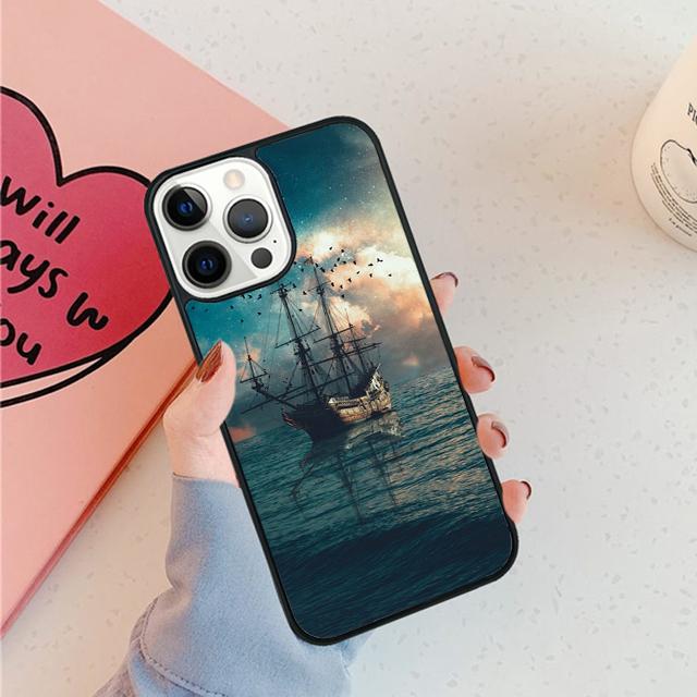 Old Ship in Sea Moon Night Phone Case For iPhone 17 Air 15 16 16e 11 12 13 14 Pro Max Cover For iPhone 17 Air Max Plus Fundas