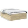VidaXL Bed Frames Sonoma Oak 120x190 Cm Engineered Wood, Bedroom Furniture, Slatted Base, Panel Bed, Bed, 3280953