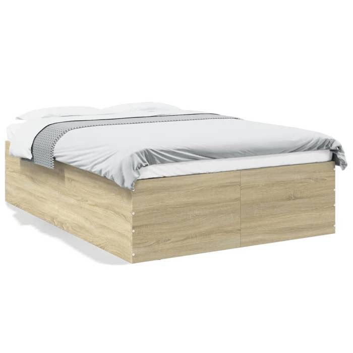 VidaXL Bed Frames Sonoma Oak 120x190 Cm Engineered Wood, Bedroom Furniture, Slatted Base, Panel Bed, Bed, 3280953