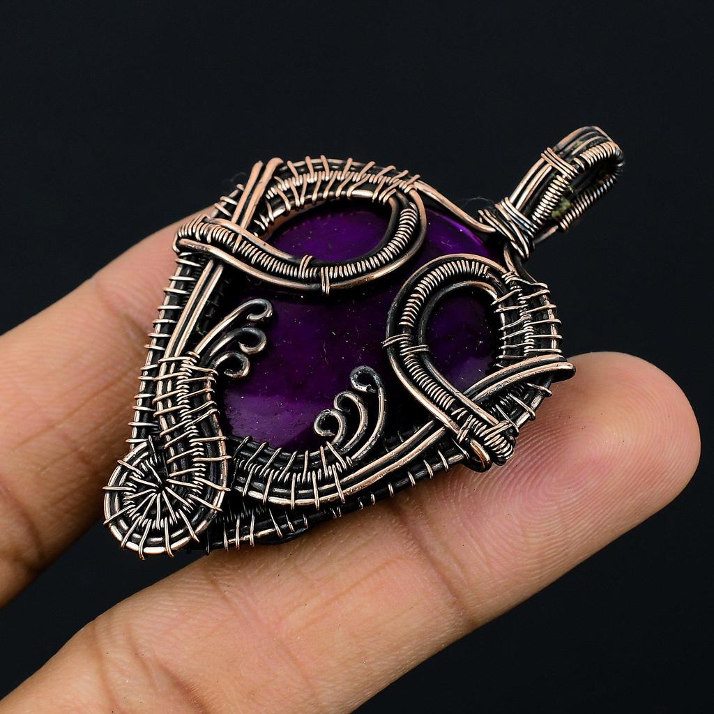 Purple Flash Labradorite Jewelry,  999 Copper Wire Wrapped Pendant Handmade Gemstone Jewelry, Gifts For Wife Brand New Pendant