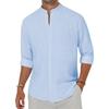 Heren Katoen Linnen Overhemden C Button Down Shirt Henley Kraag Strandoverhemden Hawaï Vakantie Casual Tops Heren