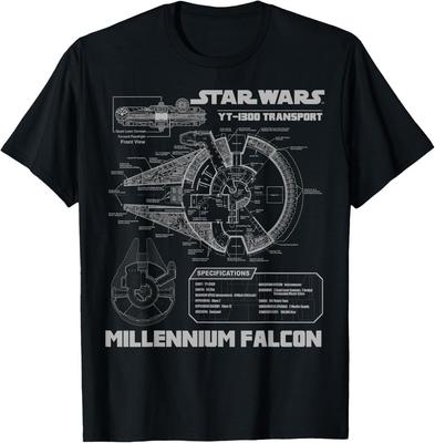 Maglietta Grafica Schemi Grigio del Millennium Falcon di Star Wars