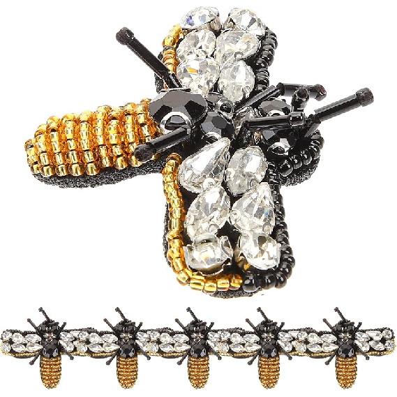 6pcs Beaded Patches Applique Rhinestone Applique Crystals Bee Patches Animal Patches Coat Patches Diy Craft Patch Bees Sew On Patch Cute Patch Do It