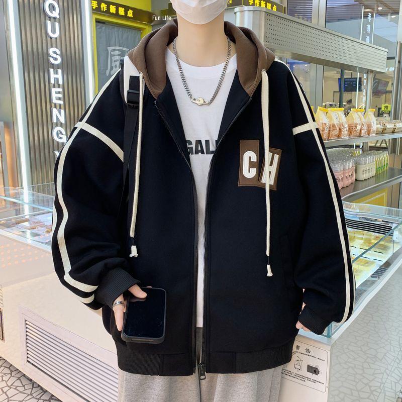Hooded Casual Baseball Jacket for Teen Boys and Men's 2024 Stylish Outerwear