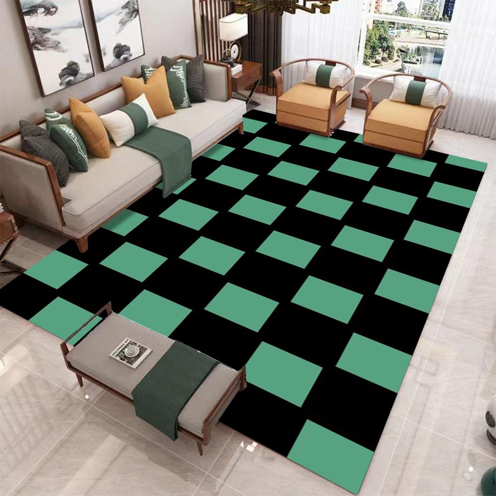 Checkerboard Pattern Carpet Various Styles With Blue Green Red Contrast Checkered Designs Non Slip Rug For Living Room Decor