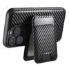 SUTENI H18 For iPhone 12 Pro Max Magnetic Case Carbon Fiber Texture Leather+TPU Cover with Detachable Card Bag