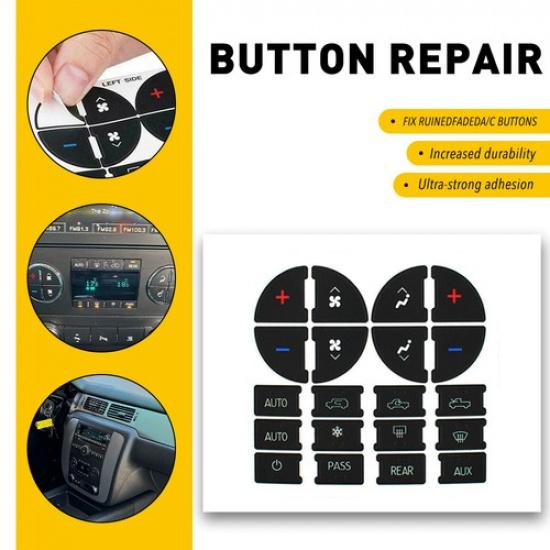 AC Dash Button Repair Kit Decal Stickers Trim For 2007-2013 Chevrolet Avalanche