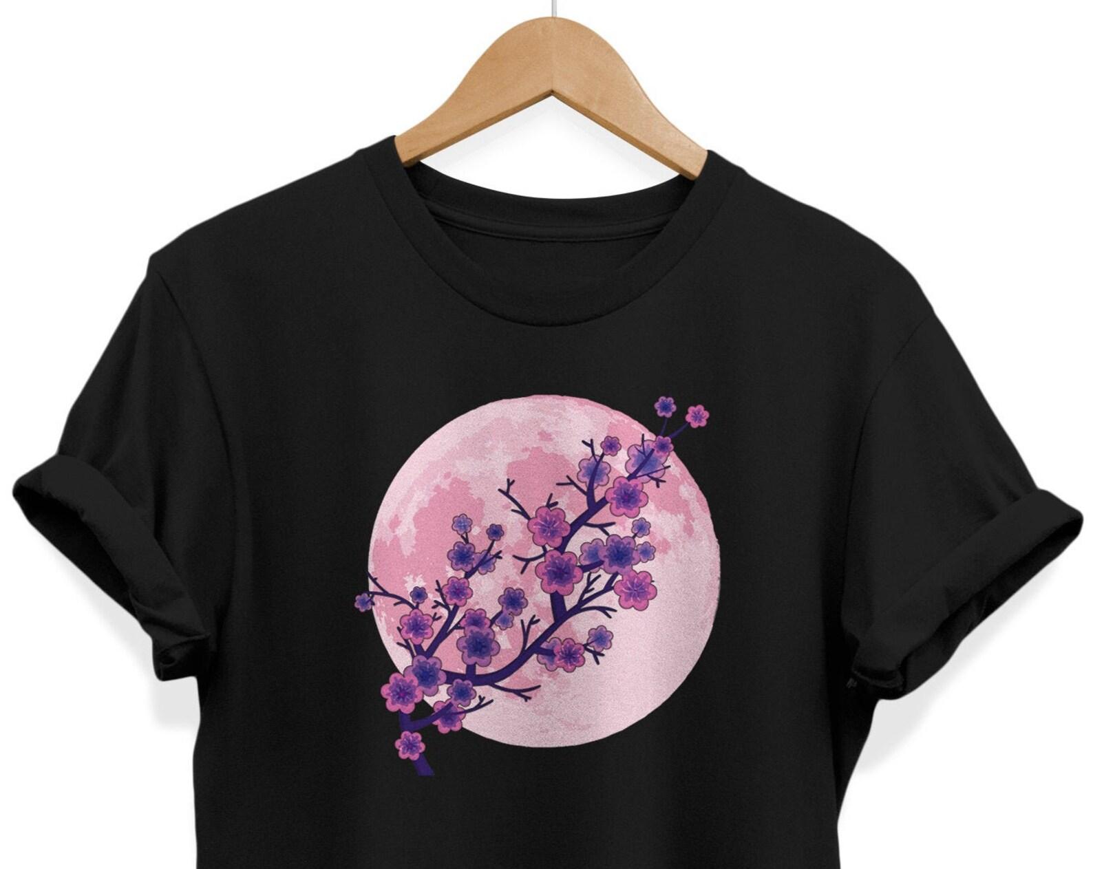 Sakura Moon T-shirt: Japanese Floral Graphic Tee S