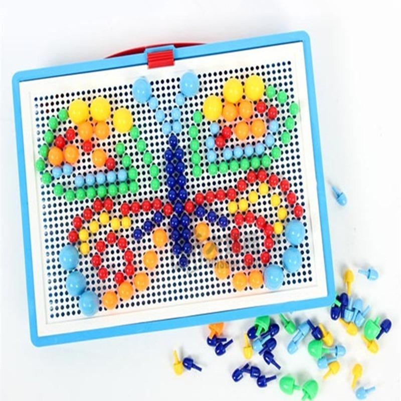 296 Pieces/Set Box-packed Grain Mushroom Nail Beads Intelligent 3D Puzzle Games Children Toys