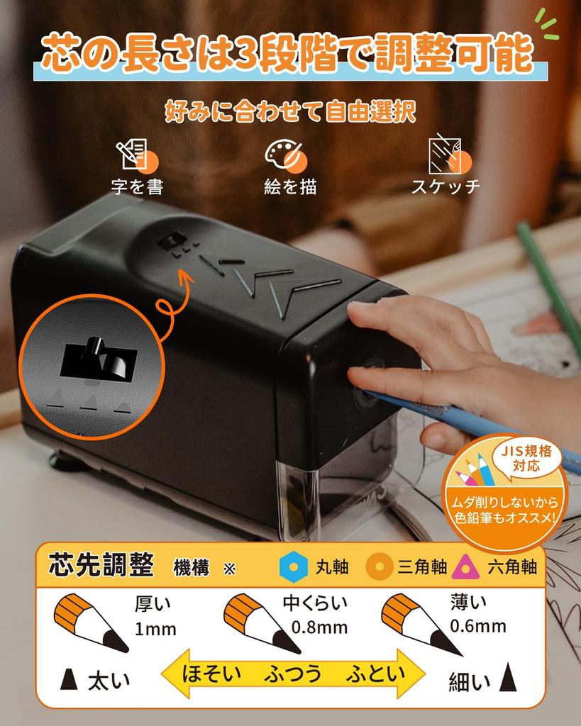 Zmol Corded Plastic Electric Pencil Fits Pencils and Colored Pencils with Lead Adjustable Lead Prevents Wasteful Includes Broken Lead Removal Long For