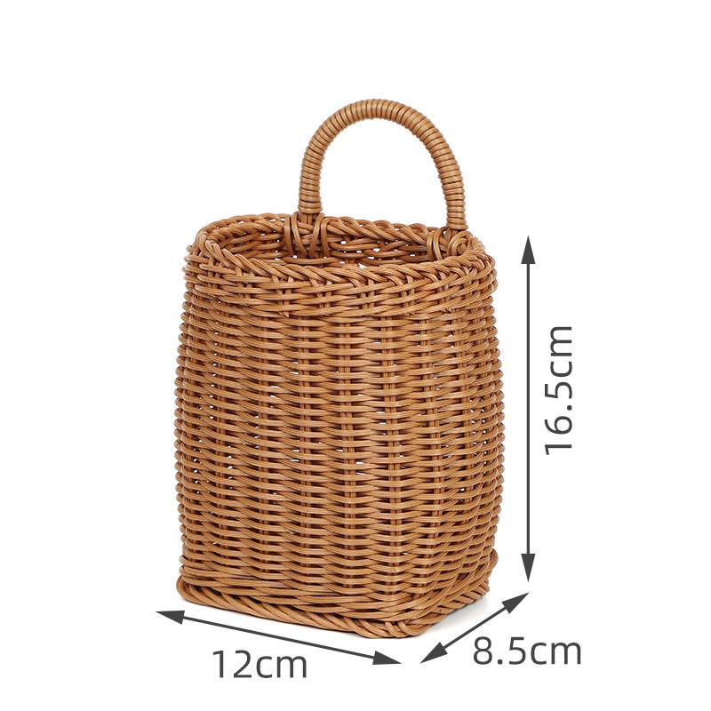 Плетеная корзина для хранения на кухне под ротанг, коричневая, с ручкой, ручной работы, подвесные корзины, органайзер для овощей, фруктов, цветов, мелочей