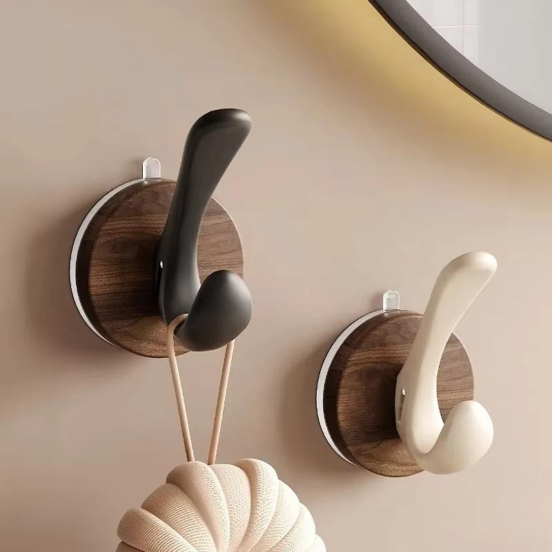 Wood Grain Suction Cup Hook, Door Hook, Bathroom Hook, Sturdy Load-bearing, Seamless Hook, Home Decoration