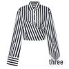 MO&Co. Women's Short Deconstructed Striped Cotton Shirt