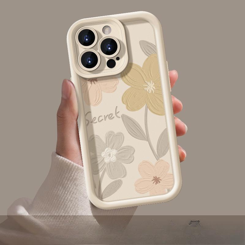 Retro Oil Painting Flowers Suitable for Apple 16PRO Mobile Phone Case Iphone15 Matte Silicone 14 Fine Hole Anti-fall 7/8
