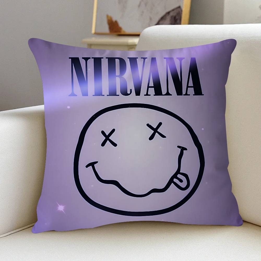 

N-Nirvana Logo Personalized Pillow Dust Cover Bedroom Kids Party Decoration Pillowcase Birthday Children Gift 16x16Inch